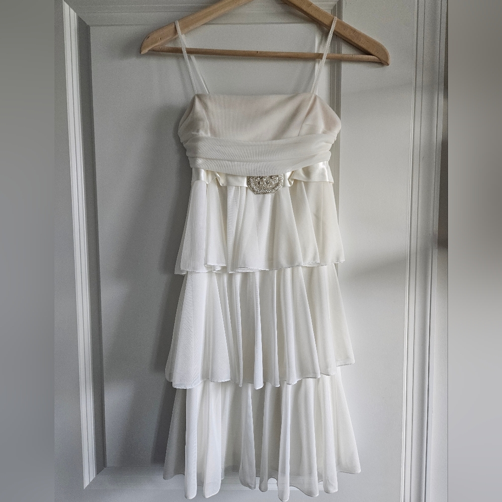 White Strapless Layered Dress